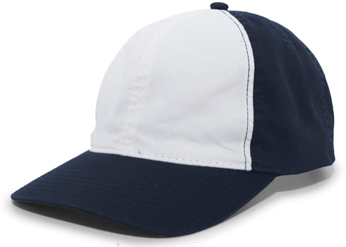 Pacific Headwear Vintage Buckle Strap Adjustable Cap (V57), Color 'WhiteNavyNavy'